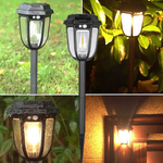 Set 4 Lampa solara LED cu incarcare solara, Pentru terasa, casa si curte, Pornire automata pe timp de noapte
