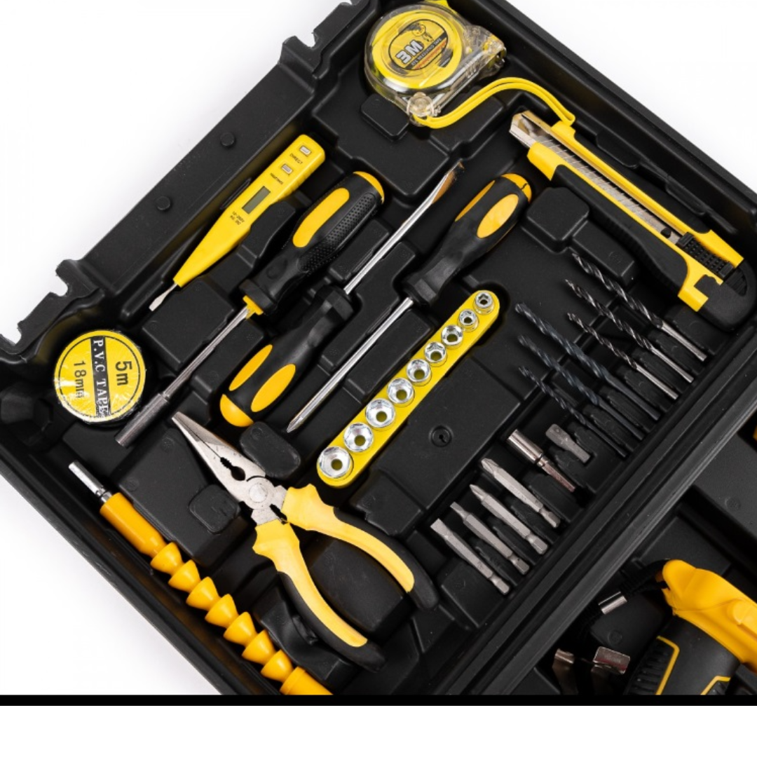 Kit burghiu fără fir de 36V – 2 baterii, ciocan, 30 de accesorii + set de perii gratuit