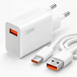 1+1 CADOU Adaptor de Încărcare Rapidă 120W cu Cablu USB-C Inclus, Port USB-A, 1 m – Alb