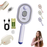 1+1 CADOU Perie electrica pentru par, nano-mist, lumina rosie, detangling anti-static, rezervor 10 ml, reincarcabila USB-C, alb