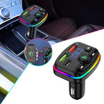 1+1 CADOU Modulator FM Bluetooth 5.0 Auto, Încărcare Rapidă USB-C PD, USB 3.1A, Hands-Free, Lumini RGB, Bass Boost – Negru
