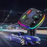 1+1 CADOU Modulator FM Bluetooth 5.0 Auto, Încărcare Rapidă USB-C PD, USB 3.1A, Hands-Free, Lumini RGB, Bass Boost – Negru