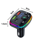 1+1 CADOU Modulator FM Bluetooth 5.0 Auto, Încărcare Rapidă USB-C PD, USB 3.1A, Hands-Free, Lumini RGB, Bass Boost – Negru