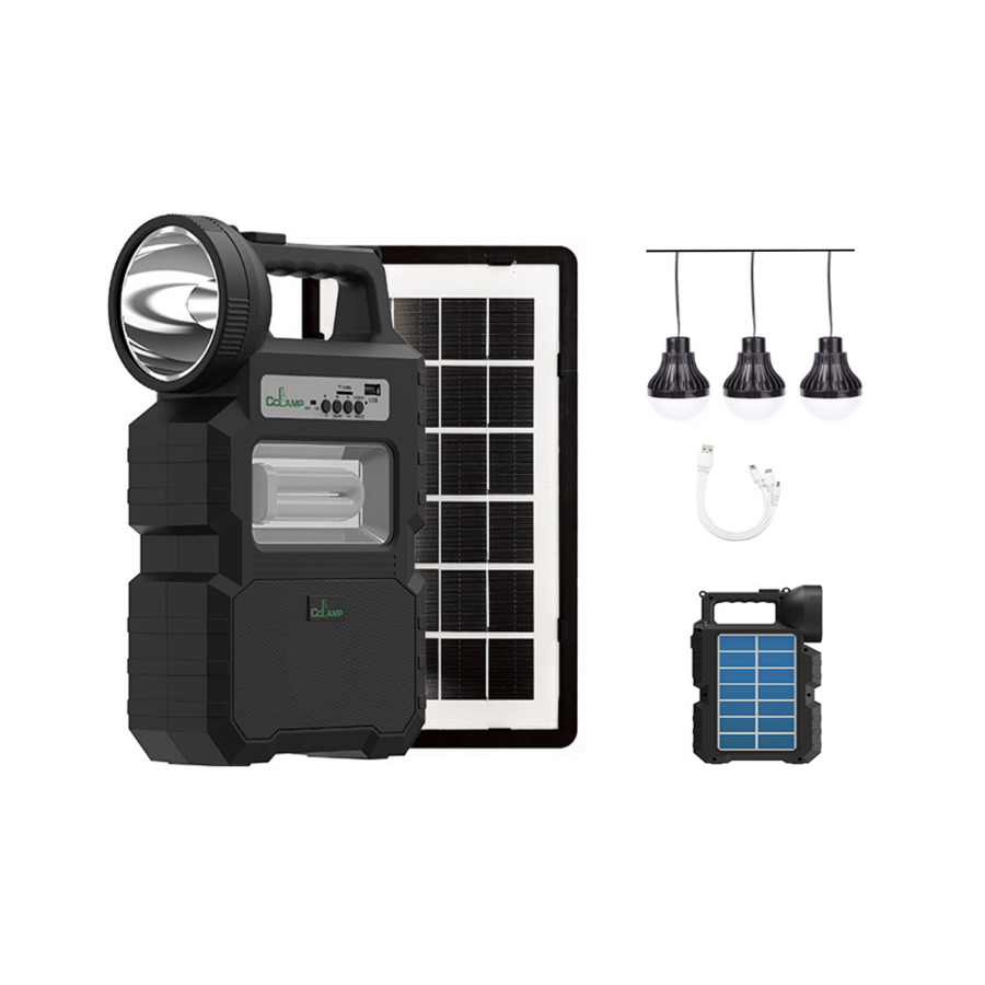 Kit Solar Profesional Cclamp 810, Acumulator, Bluetooth, 3 Becuri, Mp3