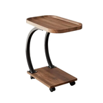 Masuta de cafea pentru living, design nordic in formă de C, cu 2 niveluri, pe roți 52x34x60cm