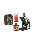 Blender RAF R3004, 5 in 1, 500W, recipient de 500ml, 700ml, tel si suport, 2 viteze, 4 lame din otel, 40 cm, negru-argintiu