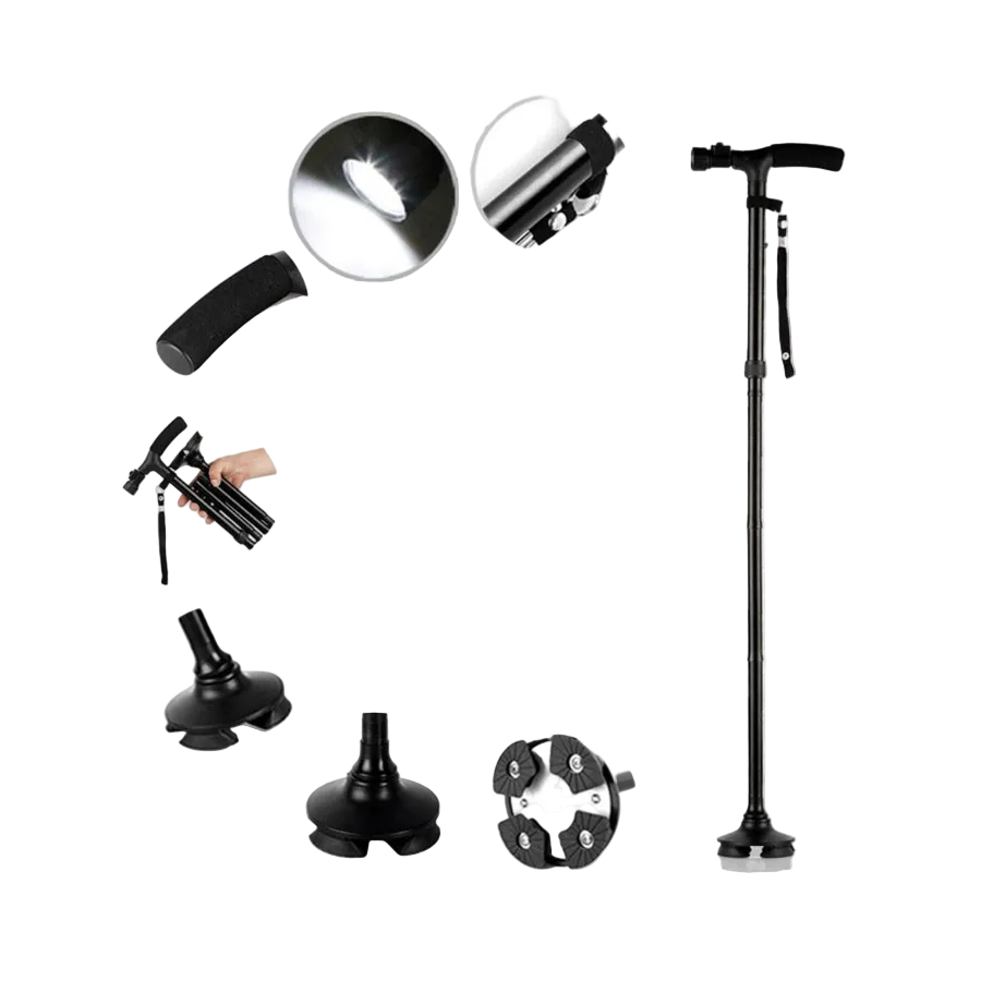 Baston pliabil cu cap flexibil si lanterna led