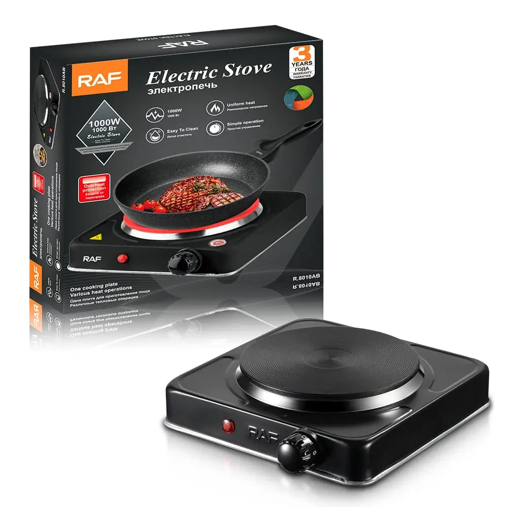 Plită Electrică Ceramică RAF R.8010AB, 1000W, controltemperatură și protecție la supraîncălzire