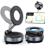 1+1 CADOU Suport Telefon Magnetic cu Prindere Vacuum, Rotire 360°, Fără Adeziv, Compatibil MagSafe, Auto și Birou – Negru Strălucitor