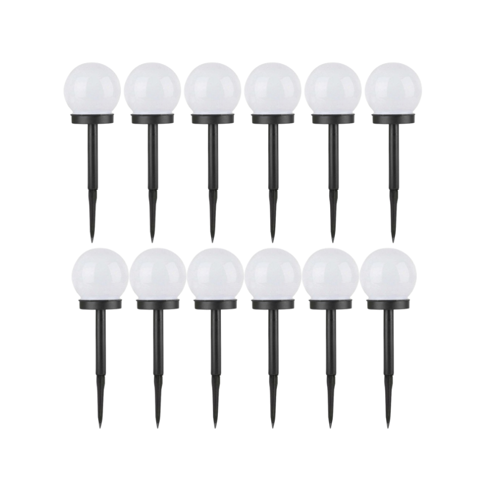 Set 12 x Lampa solara de gradina, 10cm, IP44, Nergu/Alb