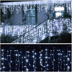 Instalatie LED tip franjuri 12m, de exterior, alba