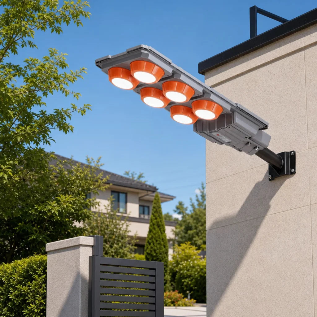 Proiector Solar LED Exterior cu Senzor, 600W, Lampa Solara Puternica pentru Curte, Gradina, Alei, Iluminat Exterior IP65