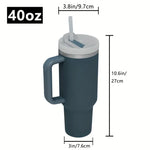Set 2 x Termos pentru masina, 1200 ml, cu maner si pai, din otel inoxidabil 304