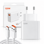 1+1 CADOU Adaptor de Încărcare Rapidă 120W cu Cablu USB-C Inclus, Port USB-A, 1 m – Alb