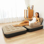 Fotoliu gonflabil 2-in-1, pliabil, multifunctional, potrivit pentru dormitor si living, usor de depozitat, maro/negru