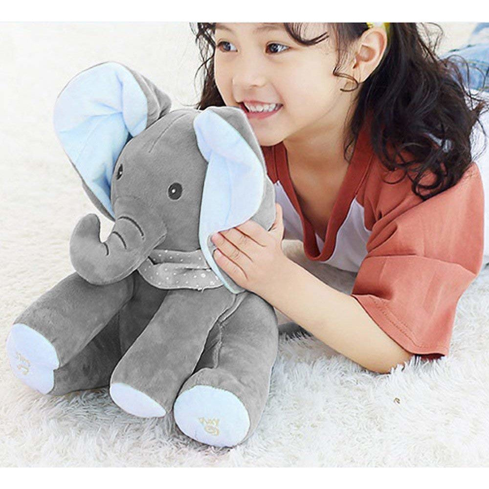 Jucarie de plus interactiva Elefant Cucu-Bau, 32cm