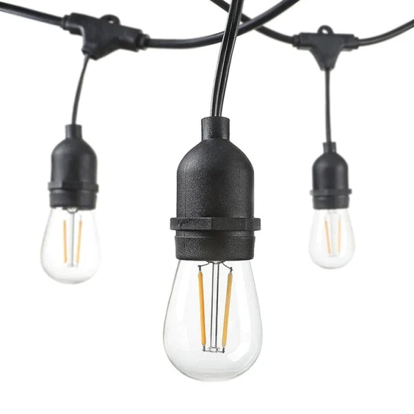 Ghirlanda solara 10 m cu 20 becuri Led Filament incluse, 2W, 3000K, IP65 lumina calda