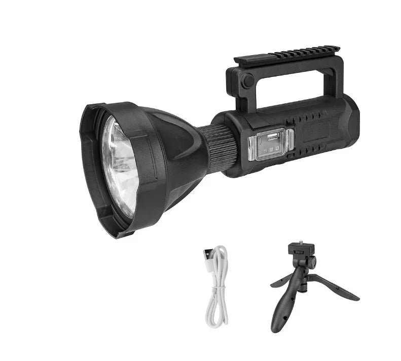 Set 2 x Lanterna LED cu trepied, 60W, raza de actiune 1KM, 4 moduri de iluminare, functie Powerbank