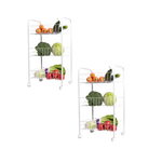 Set 2 x Etajera suport cu 3 rafturi metalice, spatioasa, practica, portabila