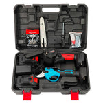 Set foarfeca electrica & mini-drujba cu 2 acumulatori, 24 V, 2 Ah, incarcator, accesorii incluse