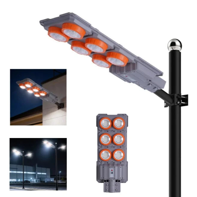 Proiector Solar LED Exterior cu Senzor, 600W, Lampa Solara Puternica pentru Curte, Gradina, Alei, Iluminat Exterior IP65