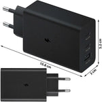 1+1 CADOU Încărcător Rapid 65W PD, Tehnologie GaN, 2x USB-C, 1x USB-A, Super Fast Charging, Cablu USB-C Inclus – Negru