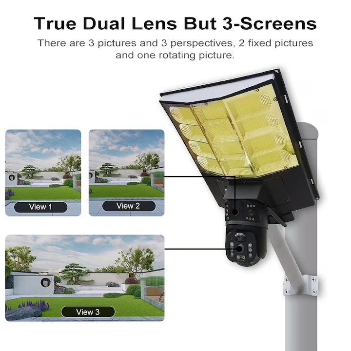 Cameră de securitate solară V380 – 16000mAh, zoom 10x, urmărire mișcare, audio bidirecțional