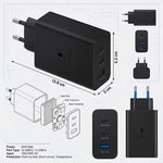 1+1 CADOU Încărcător Rapid 65W PD, Tehnologie GaN, 2x USB-C, 1x USB-A, Super Fast Charging, Cablu USB-C Inclus – Negru