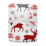 Set 2 x Patura flanel Christmas, 150x200cm, model fulgi de zapada, multicolor