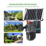 Camera Solara Tripla, Conexiune 4G cu SIM, 12MP Ultra HD, Zoom 10X, Vedere Nocturna Color, Panou Solar 7.5W