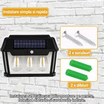 Set de 4 lămpi solare de exterior – 38W, senzor de mișcare, 3 moduri, impermeabile