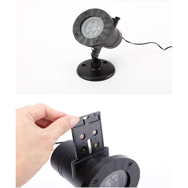 Proiector de lumini pentru sarbatori, impermeabil IP65, cu diapozitive festive rotative, cu telecomanda