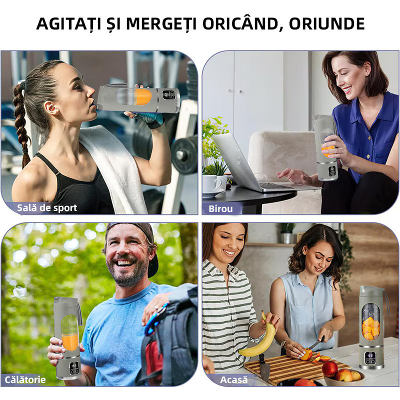 Mini Blender Electric, Portabil si Multifunctional, 12 lame din otel, Fara BPA, Capacitate 450ml