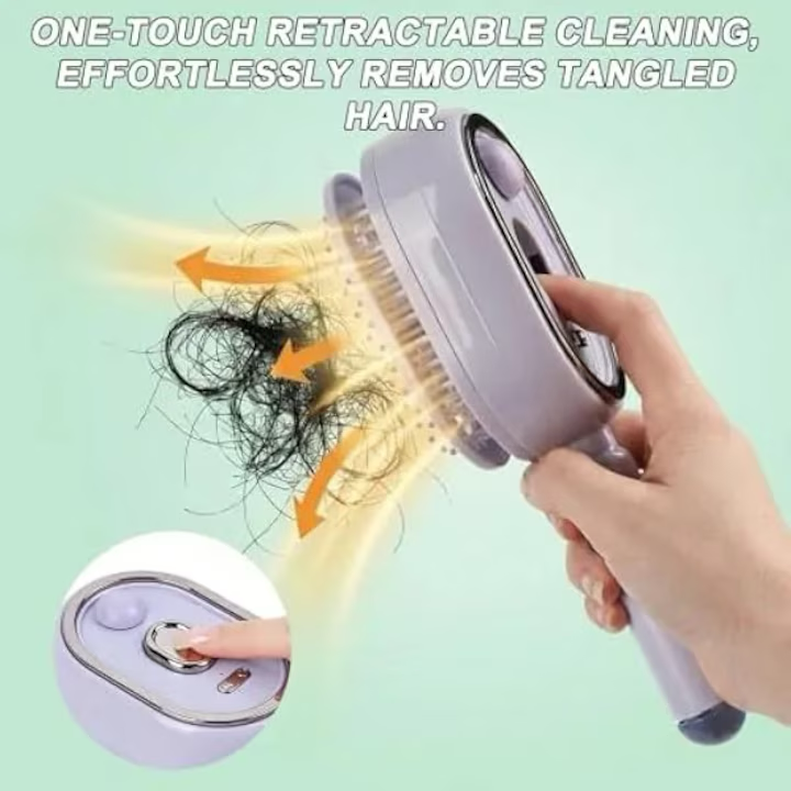 1+1 CADOU Perie electrica pentru par, nano-mist, lumina rosie, detangling anti-static, rezervor 10 ml, reincarcabila USB-C, alb