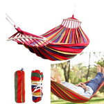 Hamac dublu bumbac cu bara de lemn + Scaun pliabil portabil, retractabil, telescopic, pentru exterior CADOU
