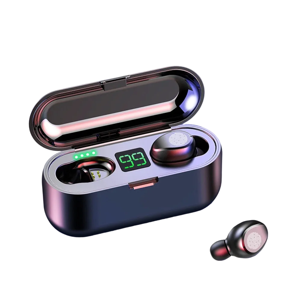 Casti bluetooth cu amprenta si dock magnetic cu afisaj